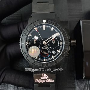 New Diver 353-92-3C Mens Quartz Chronograph Watch PVD Capa de Aço Preto 45mm 353-90-3 Gents Sport Watches Strap de borracha