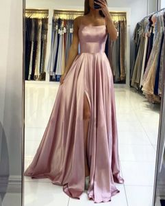 Wholesale coral colored bridesmaids dresses resale online - Burgundy Bridesmaid Dresses Backless Candy Color Long Beach Wedding Party Guest Dress Formal Gowns Evening Birthday Graduation Pockets Elastic Satin Like Silk
