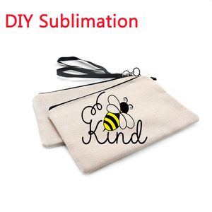 Sublimation Make Up Bag Favor Linen DIY Cosmetic Handbag Outdoor Daily Cell Phone Storage Bags Christmas Gift for Women