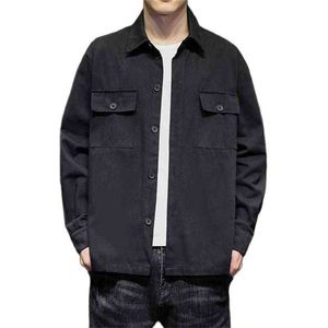 Neue Jacken Mäntel Männer Täglich Casual Flut Marke Cargo Jacke Männer Chinesischen Stil Druck Patchwork Outwear Schwarz Plus Größe M-5Xl Y1122