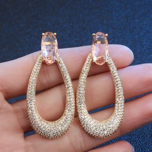 Funmode Micro AAA Cubic Zirconia Pave Women Drop Gold Color Big Brand Earring for Party Gifs Whole FE15