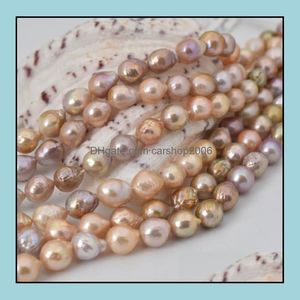 Beaded Necklaces & Pendants Jewelry 10-11Mm Baroque Mixed Colors Natural Pearl Necklace 36Cm Bridal Gift Choker Wholesale Of Semi-Finished P