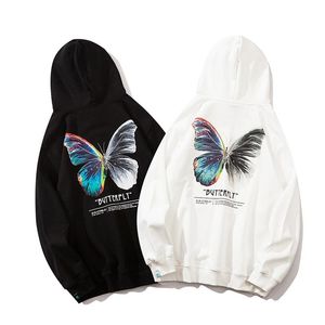 Butterfly Print Hoodies Sweatshirts Couples Streetwear Hip Hop Casual Hooded Sweat Shirts Fashion Pullover Top Men's