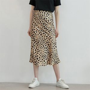 Boho vintage a line high waisted skirts womens midi streetwear korean long punk women leopard Summer clothing 210521