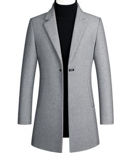 Дизайнер мужской шерстяной траншею пальто Одно кнопка мода зимний бизнес длинный сгущает тонкий подходящий пальто пальто пиджак Parka мужская одежда плюс размер 4xL
