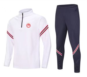 21-22 Olympiacos F.C. Men's leisure sports suit semi-zipper long-sleeved sweatshirt outdoor sports leisure training suit size M-4XL