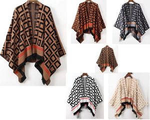 Poncho Sweater toptan satış-Yeni lüks kıyafetler kadın kazak Sonbahar Kış Hardigan Kadınlar Kalın Sıcak Ekose Poncho ve Wrap Plus Boyutlu Pashmina Cashmere Sweaters Cape
