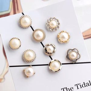 Pins, Brooches Brooch 10pcs/Set Big Beads Vintage Gold Pins Clothing For Women Pearl Lapel Pin Sweater Badge Buckle Accessories