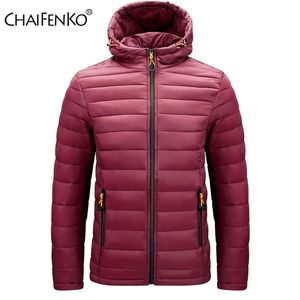 Chaifenko冬の暖かい防水ジャケットの男性秋の厚いフード付き綿のパーカーメンズファッションカジュアルスリムコート男性210910