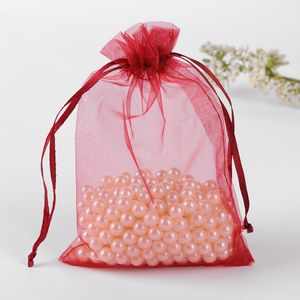 Saco De Presente Organza-Geschenkbeutel, 13 x 18 cm, 100 Stück, dunkelrot, Cand Bay, Hochzeitsgeschenke und Geschenke, Beutel mit individuellem Logo