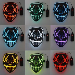 Halloween Masquerade Party LED Luminous Mask Funny Scary Light up Neon EL Wire Cosplay Horror Popular Glowing Face Masks Decor Ocean Delivery YL0360