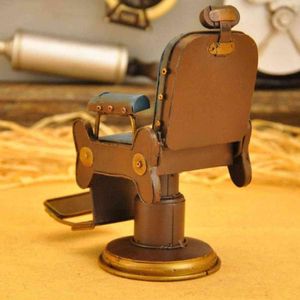 Retro Iron Cast Barbershop Chair Model Micro Barber Decoration Model Metal Plate Furnishings Home Office Stol Desk Art T7P6