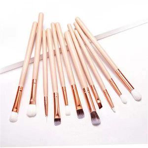 12pcs Mini Eyed Makeup Brushes Set för ögonbryn Läpp Eyeliner Eyeshadow Brush Professional Beauty Make Up Tool