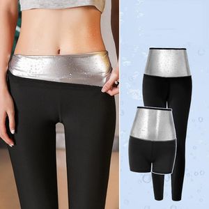 Running Pants Women Thermo Body Shaper Slimming Silver Coating Weight Loss Waist Trainer Fat Burning Sweat Sauna Capris Leggings Shapers