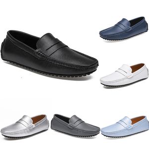 Sapatos de condução masculinos ervilhas couro casual sola macia moda preto marinho branco azul sier amarelo cinza calçados all-match preguiçoso cross-border153