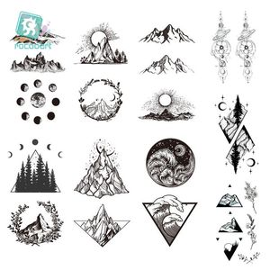 Beauty Planet Pine Tree Temporary Tattoo Waterproof Tatoo Sticker Triangle Wave Body Art Arm Or Head Nice Pattern