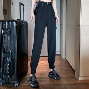 Wide Leg Cargo Pants Casual Straight High Waist Long Trousers Solid Korean Style Winter Pantalon Bottom 210510