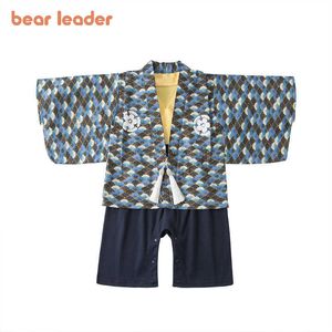 Bear Leader Born Casual Sets Fashion Toddler Baby Romper och Coats Kläder Floral Kimonos Tassel Spring Passar för pojkar 9m-3y 210708