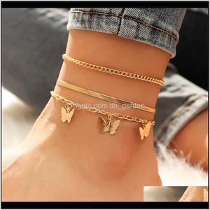 Wholesale gold plated ankle bracelets for sale - Group buy Drop Delivery Fashion Summer Jewelry Simple Layer Snake Chain Anklets Gold Plated Butterfly Pendant Ankle Bracelet Zrb8E