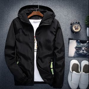 Giacca da uomo Primavera Autunno Casual Solido Bomber da baseball Giubbotti Giacca a vento Cerniera Cappotto sottile con cappuccio Giacca da uomo Plus Size 7XL Sa