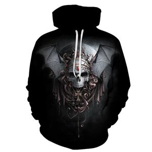 Herren Hoodies Sweatshirts 2021 Herbst 3D Horror Muster Mode Druck Sweatshirt Schädel Thema Hoodie Lose Bequeme Junge Mit Kapuze Pullov