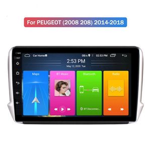 Peugeot用Android 10 Car DVDプレーヤー（2008年208）2014-2018 GPS WiFiオートヘッドユニットステレオ