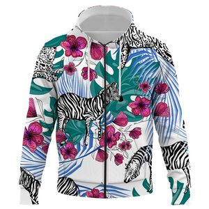 Erkek Hoodies Tişörtü Soyut Hayvan Zebra Baskı Erkekler Fermuar Erkekler / Kadınlar Unisex Boy Streetwear Moda Giyim Tops