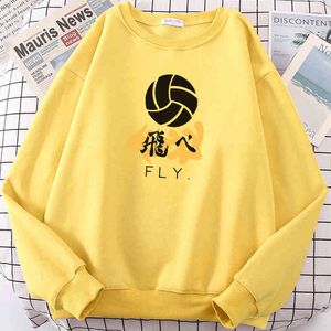 New Black Flying High Anime Haikyuu Printing Male Sweatshirt Thermal Vintage Tracksuit Soft Fleece Hoodies Large Size Men Hoodie H1218
