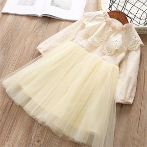 0-6 years High quality girl dress spring fashion casual solid full sleeves kid children clothing princess dresses 210615