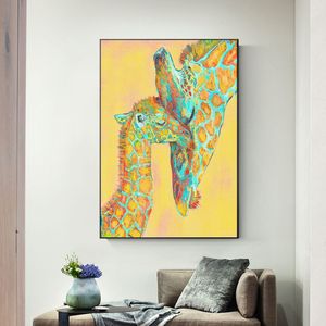 Modern Animal Poster Wall Art Canvas Painting Cartoon Padre e figlio Immagine per soggiorno Decorazione domestica Cuadros No Frame