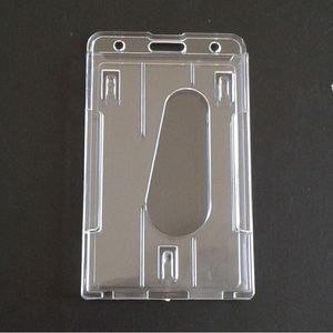 Vertical Hard Transparent Plastic Badge Holder Double Card ID Bussiness Office School Stationery 10x6cm RRA11589
