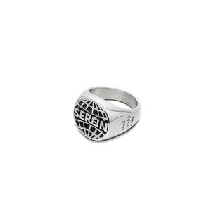 Original Personlighet Globe Letter Design Ring Hip Hop Par Retro Old Street Simple Tide Brand Smycken Tillbehör