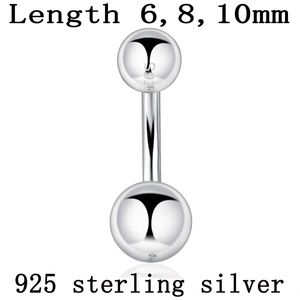 925 Sterling Silver Body Jewelry Kobiety Piercing S925 Brzuch Przycisk Pierścień Double Ball Arc Rod Fine Cienkie grube szpilki