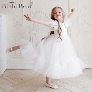 New White Kids Birthday Princess Party Dress For Girls Infant Flower Bambini Abiti da damigella d'onore Abiti da ballo Abiti Q0716