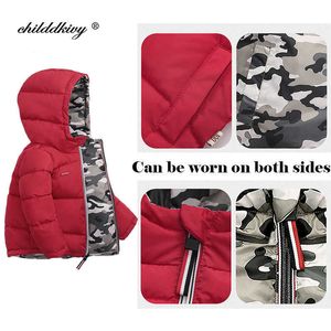 2020 Winter Boys Coats cotton jacket for boys Childrens' jacket Parka for girls Camouflage Wearable on both sides Baby Clothing H0909