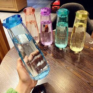 Färgglada glas vattenflaska mode reser rånar Sportvatten Flaskor Camping Vandring Kettle Drink Cup Diamant Gift