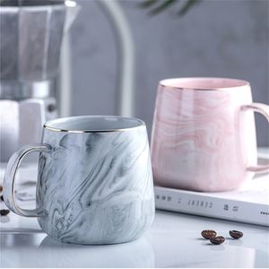 Europa Milch Kaffeetassen Marmor Gold Inlay Becher Frühstück Becher Büro Home Drinkware Teetasse 400 ml für Liebhaber Geschenke Dropshipping 210409