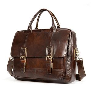 Men's Briefcase Bag Genuine Leather Laptop Vintage Designer Large Capacity Document Office For Men1