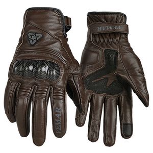 Braune Motorradhandschuhe Vintage Carbon Fiber Handschuhe Leder Motorrad Reiten Touchscreen Motocross Moto Racing Biker Handschuhe Herren H1022