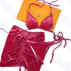 Veet womens costumi da bagno bikini a tre pezzi jacquard lettera nuoto da bagno esterno da donna abito da nuoto 949618