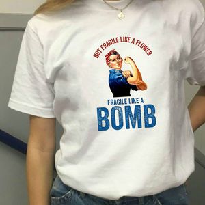 Frauen T-shirt Blume wie eine Bombe ästhetische Harajuku 90er Jahre Vintage übergroße Grafik T-Shirt Baumwolle Kurzarm Egirl Tops Y2k Kleidung 210518