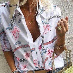 Frühling Frauen Freizeit Bluse Tops Frauen kette Druck arbeit büro Bluse Shirt Dame Stilvolle Langarm Blusen femmes 5XL T191214