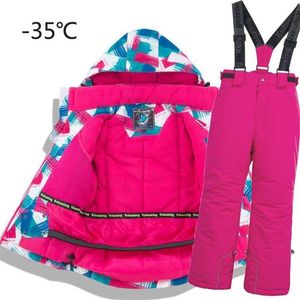 Kinder Thermal Skianzug Wasserdichte Hose + Jacke Junge Mädchen Wintersport Winddichte Qualität Kind Skifahren und Snowboard 2ST Anzüge 211203