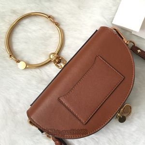 Top quality brown calfskin genuine leather half moon bag Womens Chl Nil Nano Women small handbag crossbody Purses Luxurys Designers Bags with SN Box