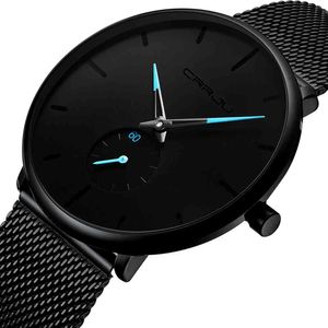 Titta Crrju Fashion Mens Klockor Lyx Datum Quartz Watch Men Casual Slim Mesh Vattentät Sport Klocka Relogio Masculino 210517