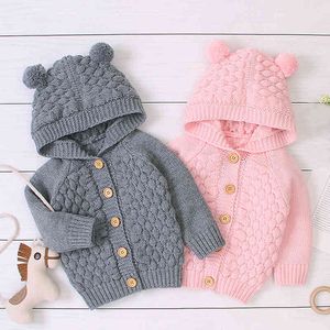 Baby Boy Girl Autumn Winter Warm born Long Sleeve Hooded Jacket Infant Boys Girls Knitted Cardigan Coat 210429