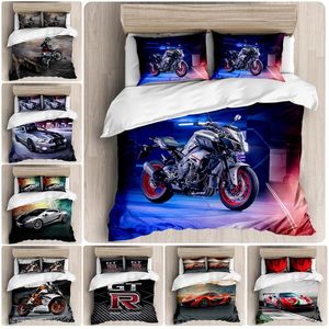 Zestawy pościelowe 3D Zestaw samochodów Sportowy Cool Drukowane Duvet Cover King Bedclothes 2 / 3szt Home Tekstylia dla chłopców Luksusowe Wysokiej Jakości Bedspread