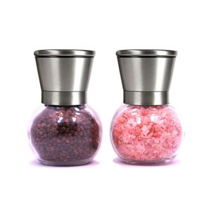 50pcs Stainless Steel Salt and Pepper Grinder Glass Round Body Spice Mill Ceramic Rotor Practical Kitchen Tool