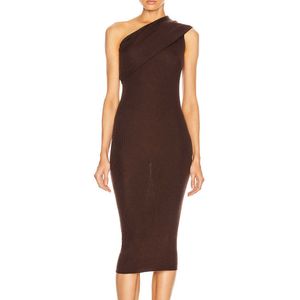 Ocstrade One Axel Bandage Dress Ankomster Kvinnor Brons Sexig Midi Bodycon Club Evening Party 210527