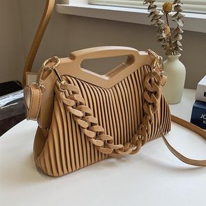 Evening Bags Fashion Acrylic Chains Wooden Clip Women Handbags Design Shell Shoulder Crossbody Luxury Pu Leather Small Clutch Purse 2021